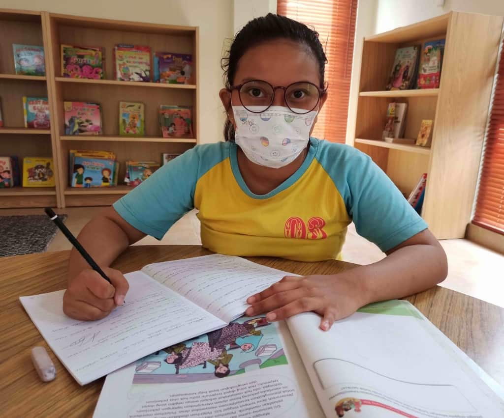 Indah with her new glasses